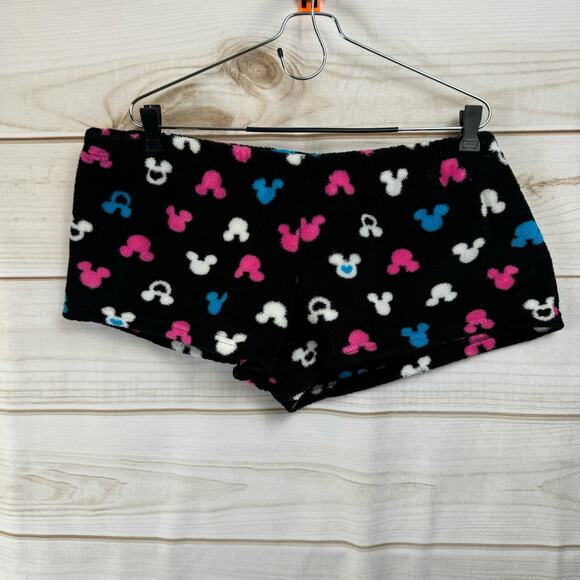 Disney Black Mickey Print Fleece Sleep Shorts Size XL - Picture 1 of 4